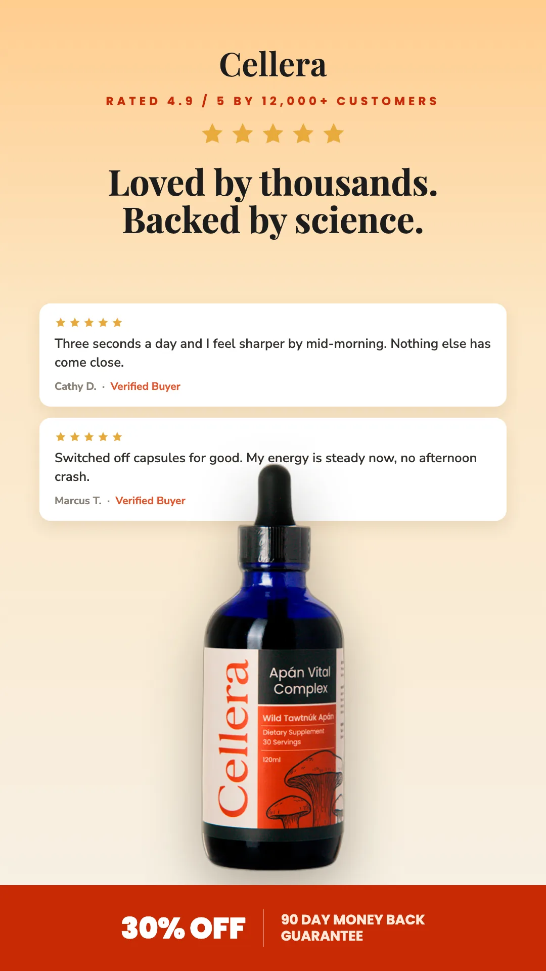 Cellera dropper social ad with reviews and 30 percent off