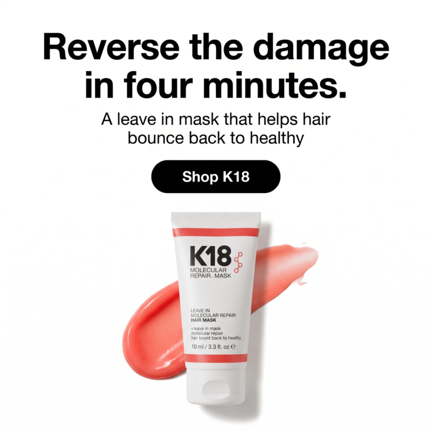 K18 leave in molecular repair mask benefit ad