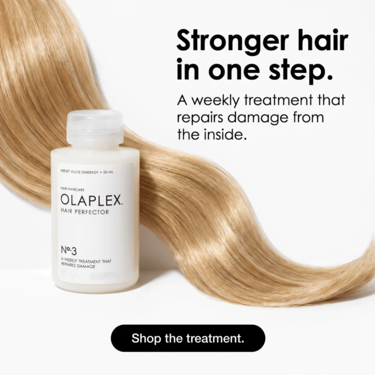 Olaplex stronger hair in one step benefit ad