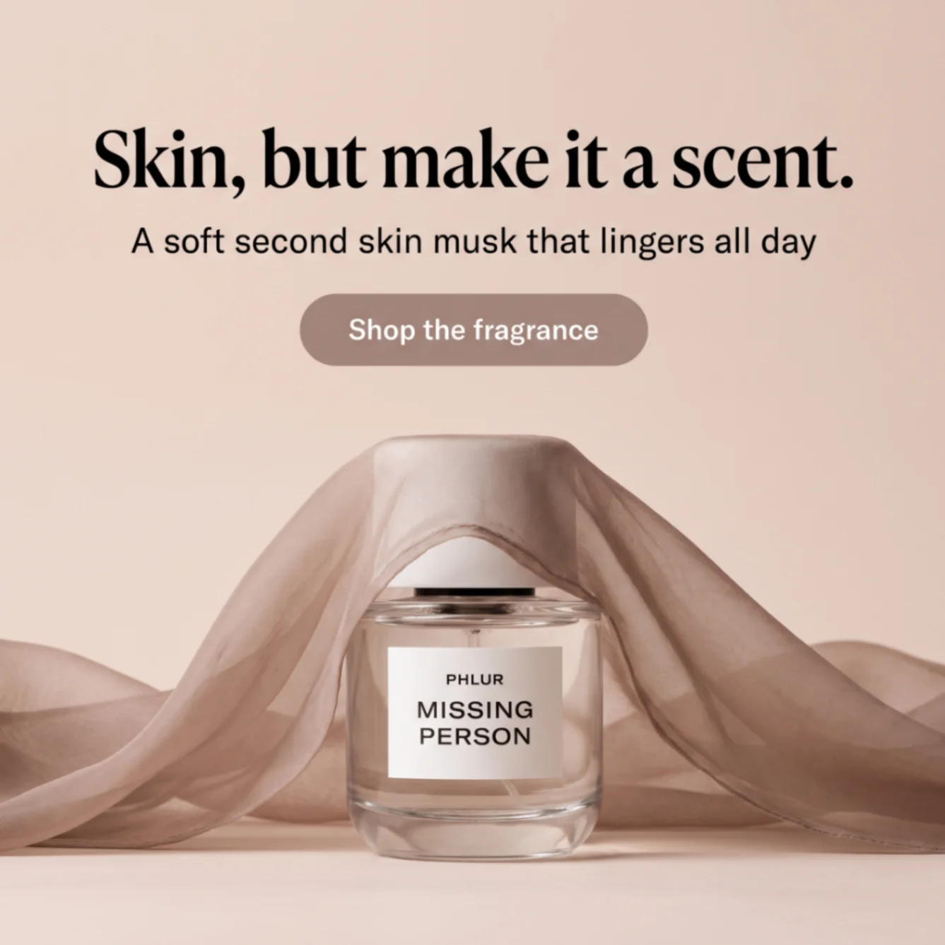 Phlur missing person fragrance benefit ad