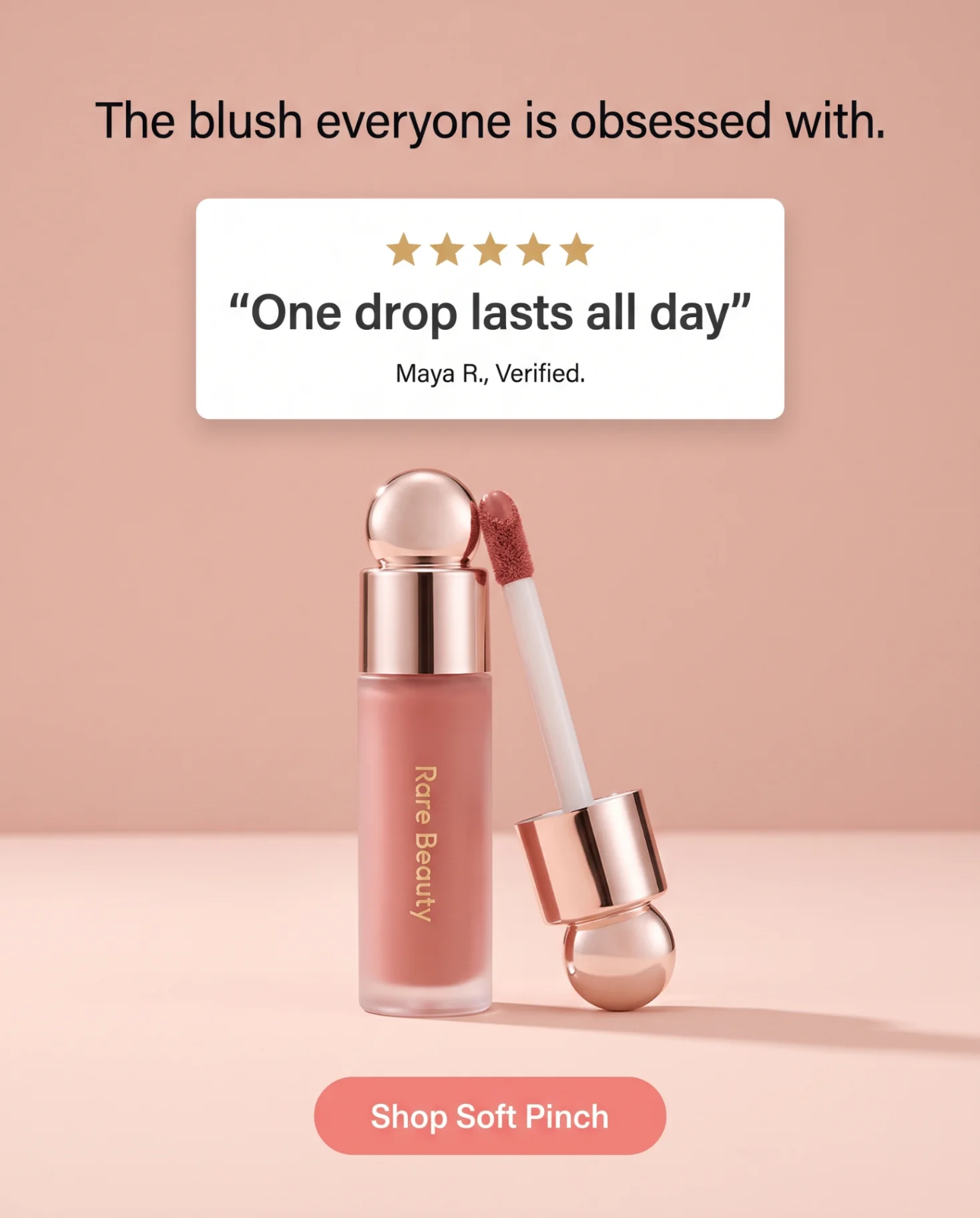Rare Beauty Soft Pinch liquid blush five star review ad